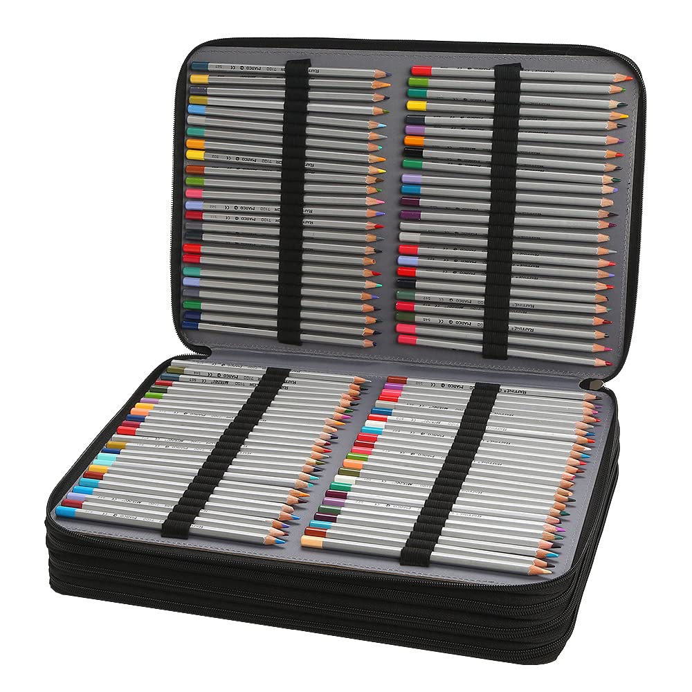 Lbxgap 384 Slots Pencil Case, 4-Layer Organizer with Shoulder Strap