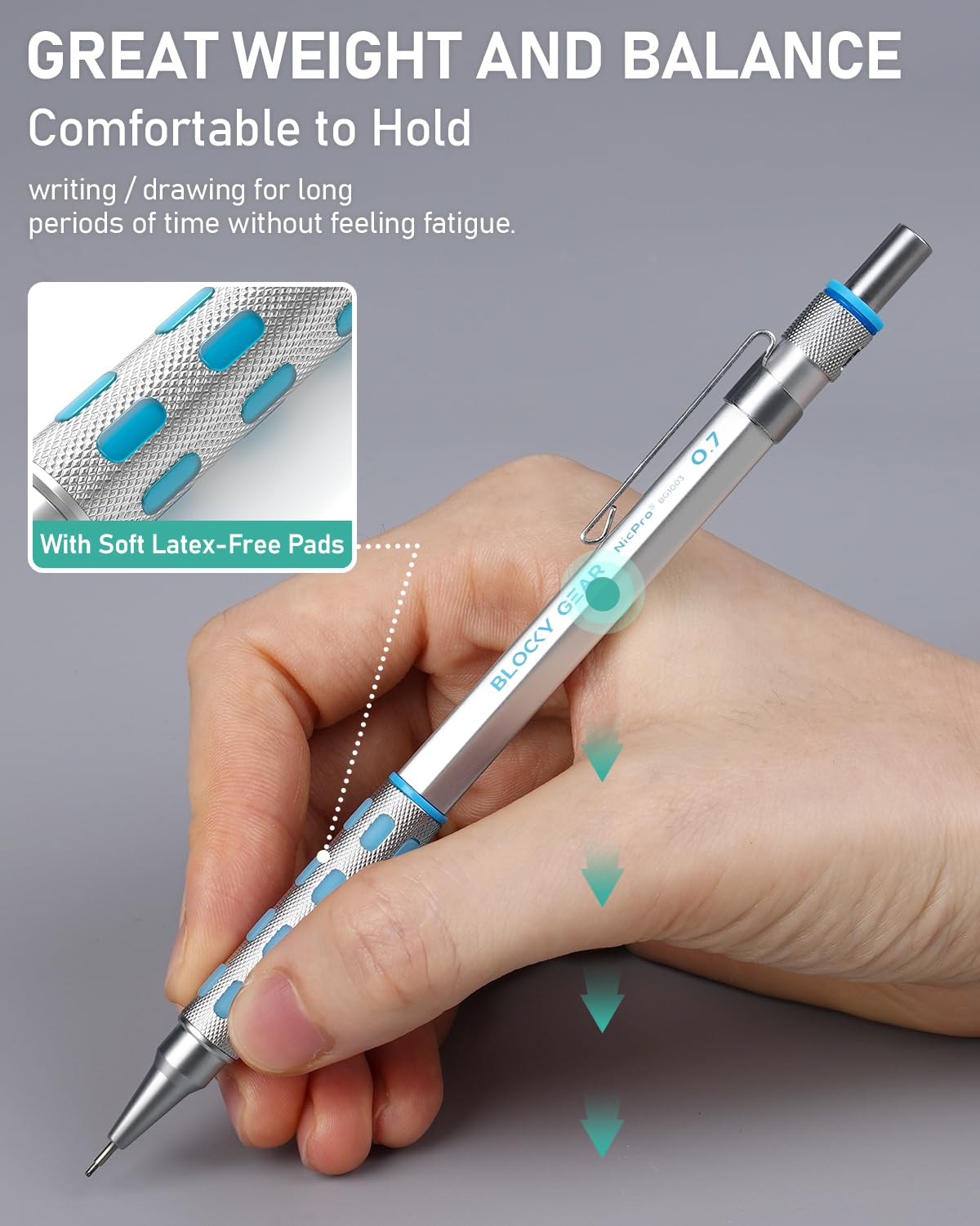 Nicpro Blocky Gear Metal Mechanical Pencil Set in Leather Case