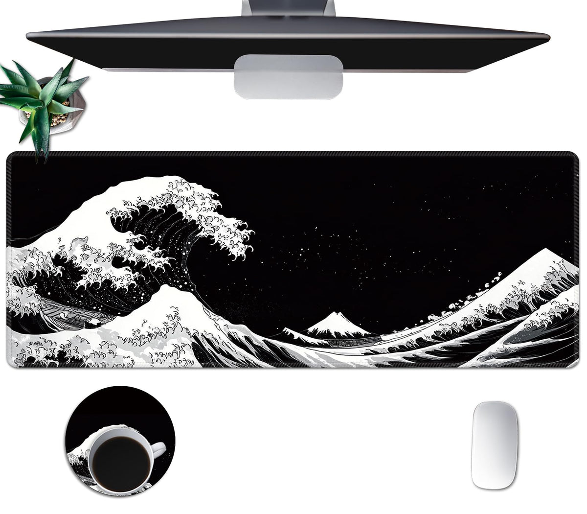 Large Mouse Pad, Desk Mat, XL Gaming Keyboard Mat, Non-Slip Rubber Base, Full Extended Mousepad for
