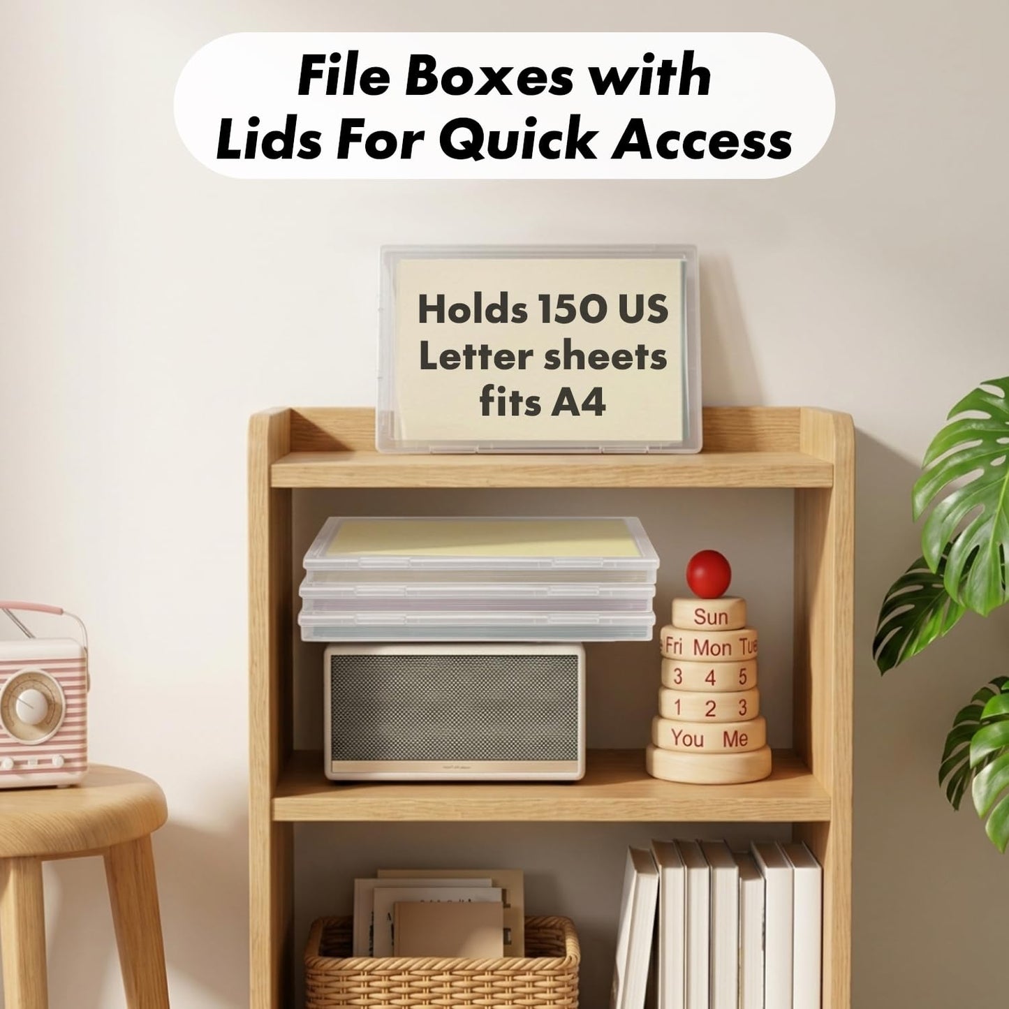 DUOFIRE 3 Pack Plastic File Box Document Organizer for US Letter Paper