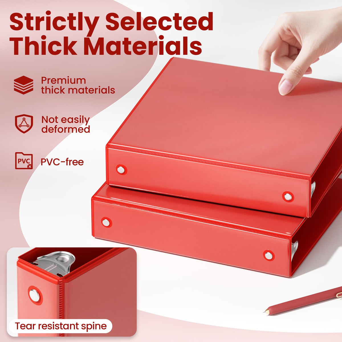 SUNEE 1.5 Inch Binders 3 Ring 6 Pack, Clear View Three Ring 1 1/2 Inch Binders PVC-Free (Fit 8.5x11