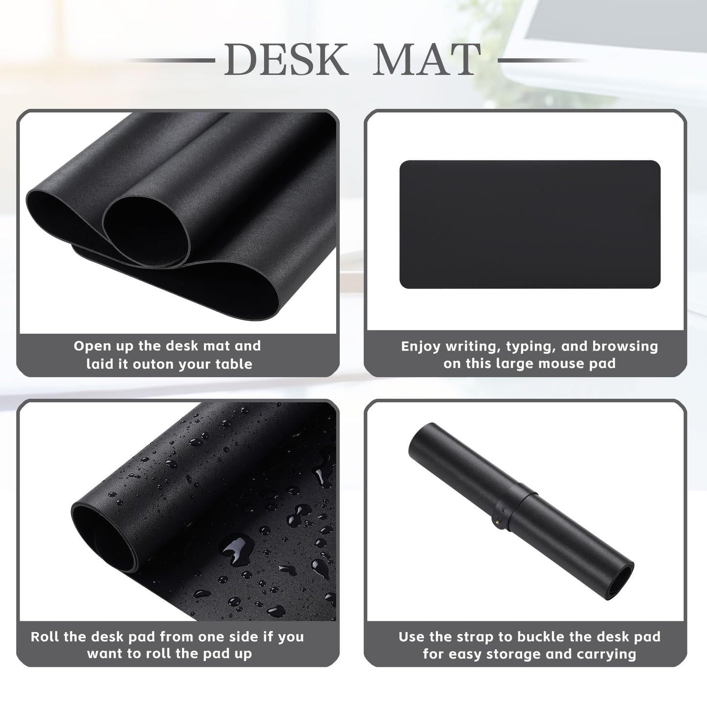A91 Leather Durable PU Desk Pad - Waterproof, Office Desk Mat & Mouse Pad - Large 31.5" x 15.7"