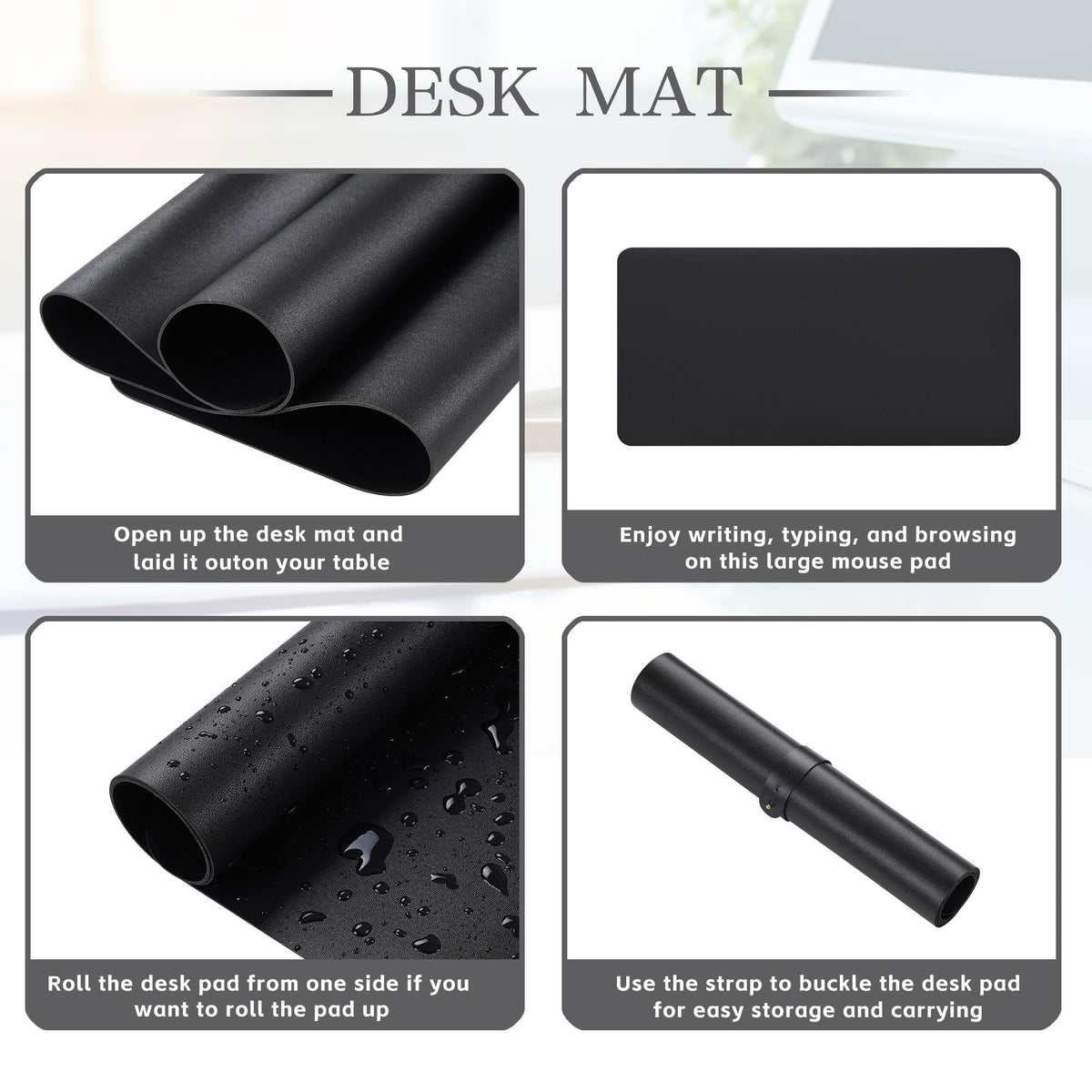 A91 Leather Durable PU Desk Pad - Waterproof, Office Desk Mat & Mouse Pad - Large 31.5" x 15.7"