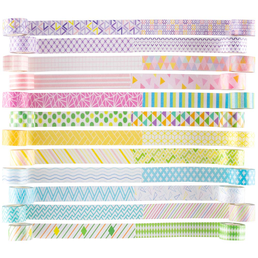 YUBBAEX 24 Rolls Washi Tape Set Basic Skinny Masking Decorative Tapes for Arts, DIY Crafts