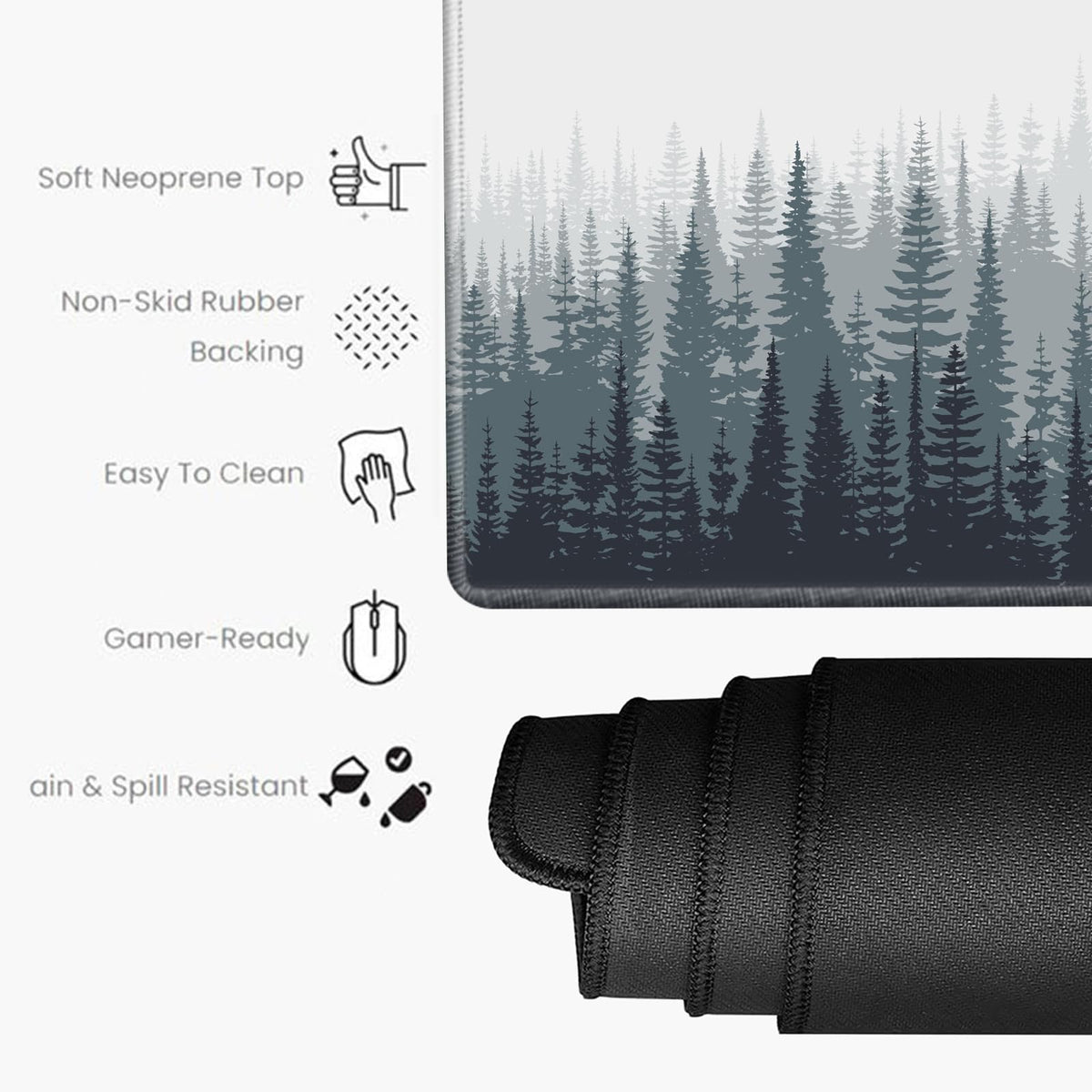 36x12 Mousepad Misty Forest Desk Mat Gaming XXL Desk Pad Large Mouse Pad Long Mouse Mat Extended
