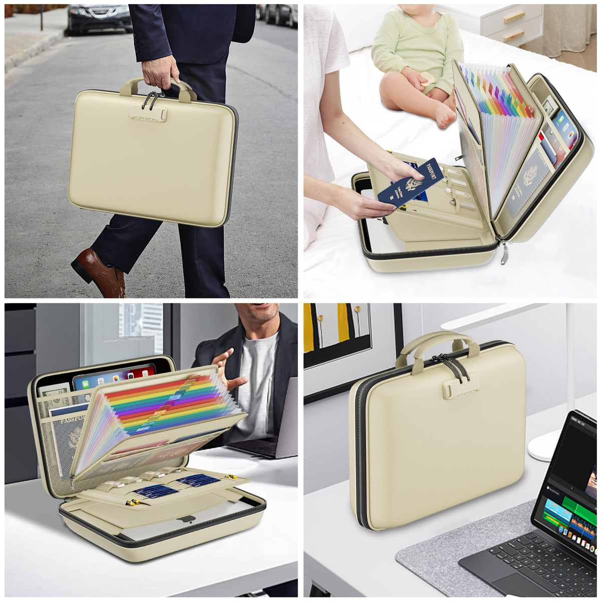 DocSafe Fireproof File Organizer with Lock, Hard-Shell Case Fireproof Document Box with 13 Pocket