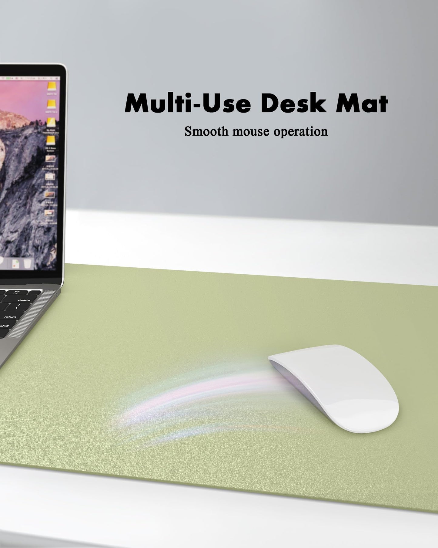 YSAGi Double-Sided Desk Pad, 35.4"x17" Leather & Cork, Matcha Green/Cork