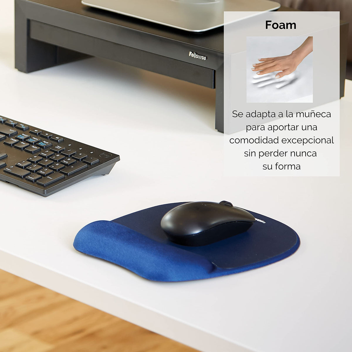 Fellowes Memory Foam Mouse Pad/Wrist Support - Sapphire