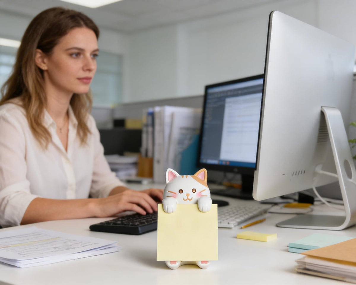 HORTIX Cat Pop-Up Sticky Note Dispenser for 3 x 3 in Notes, Ginger Cat