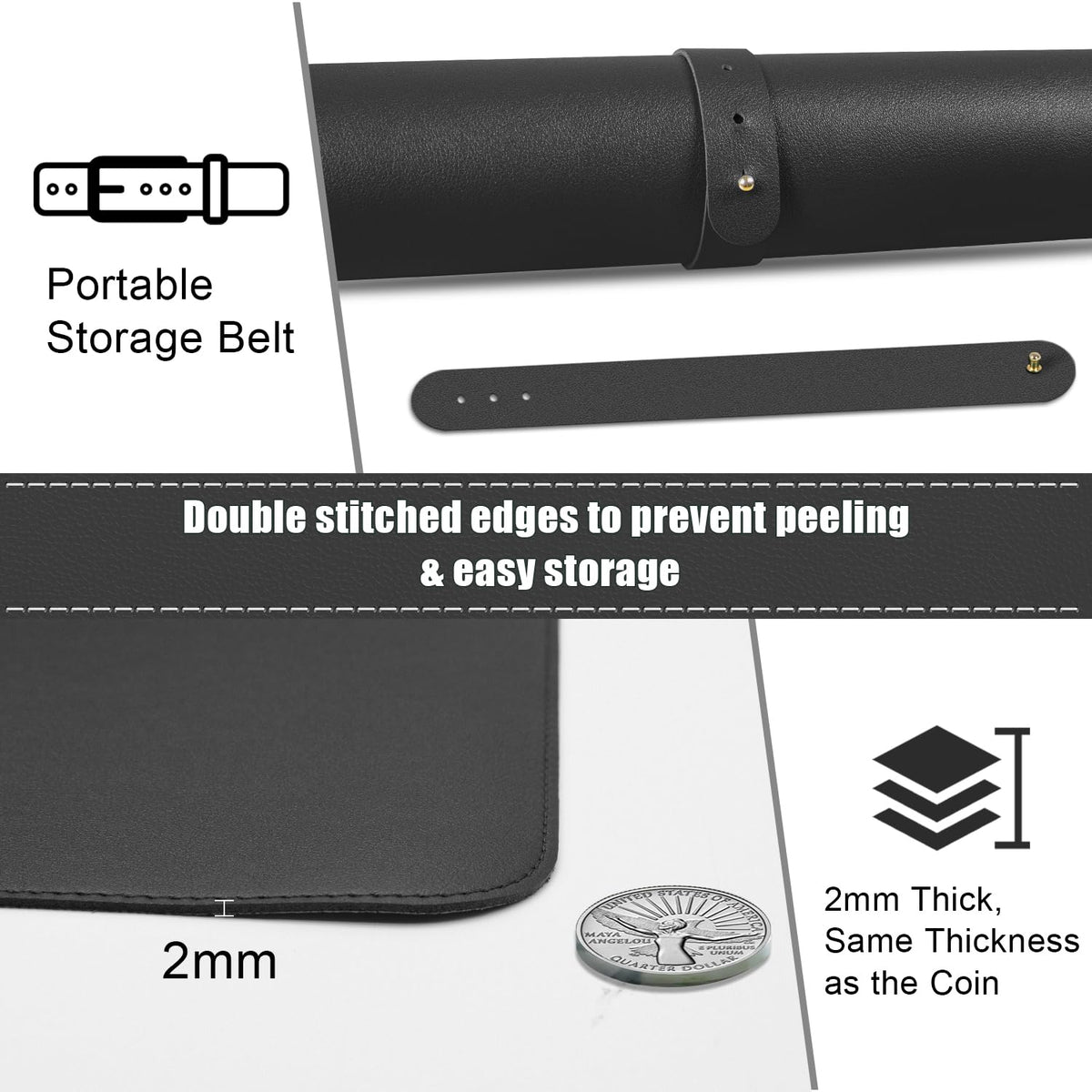 BLESWIN Large Desk Pad, 47.2'' x 23.6'', Office Desk Mat, Computer Mat for Desk, Leather Desk Pad