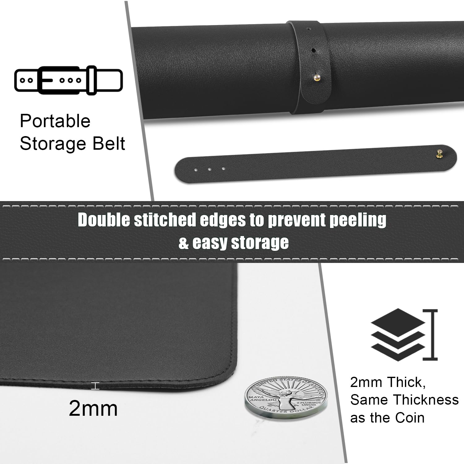 BLESWIN Large Desk Pad, 47.2'' x 23.6'', Office Desk Mat, Computer Mat for Desk, Leather Desk Pad