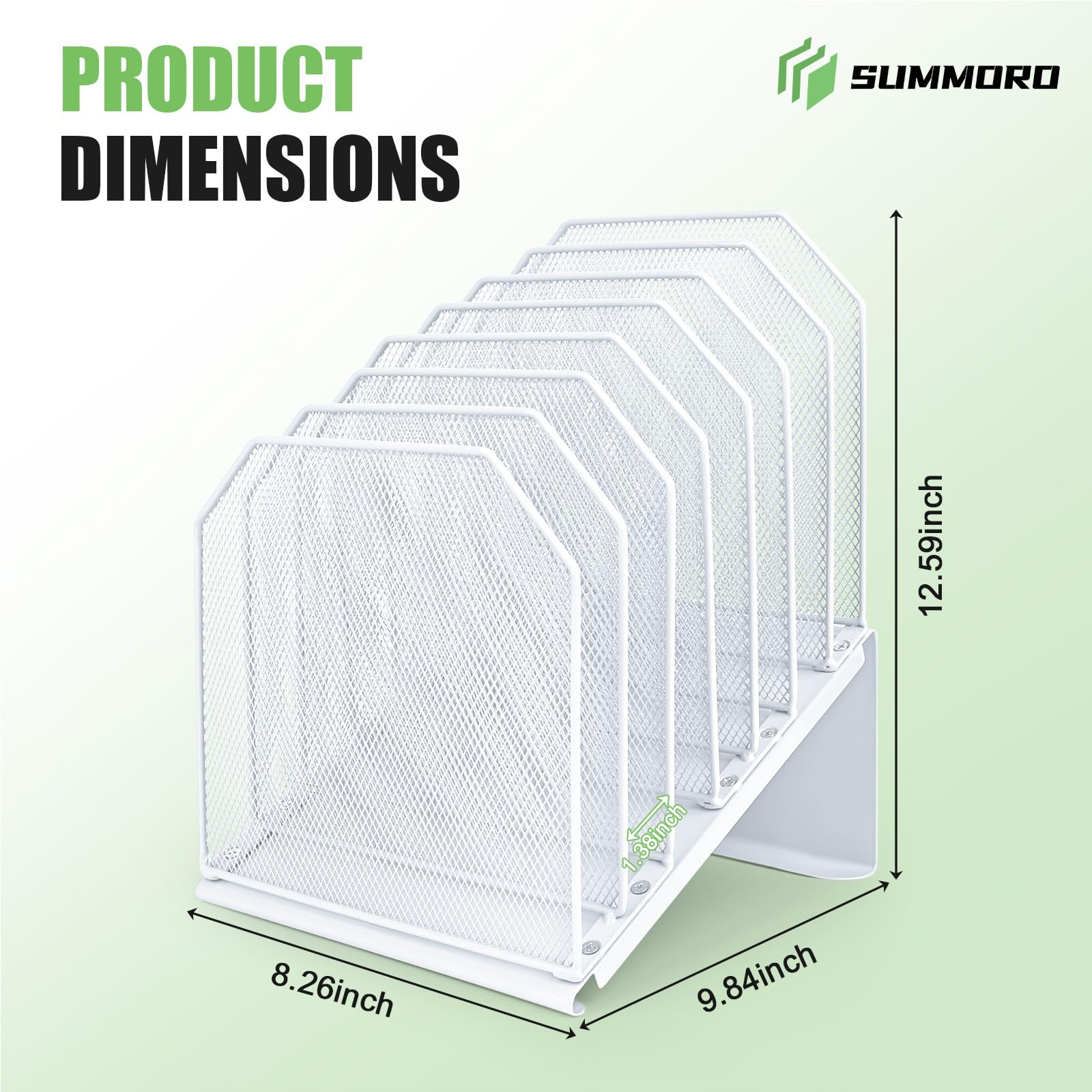SUMMORO Inclined File Organizer for Desk, 7-Section Vertical File Holder