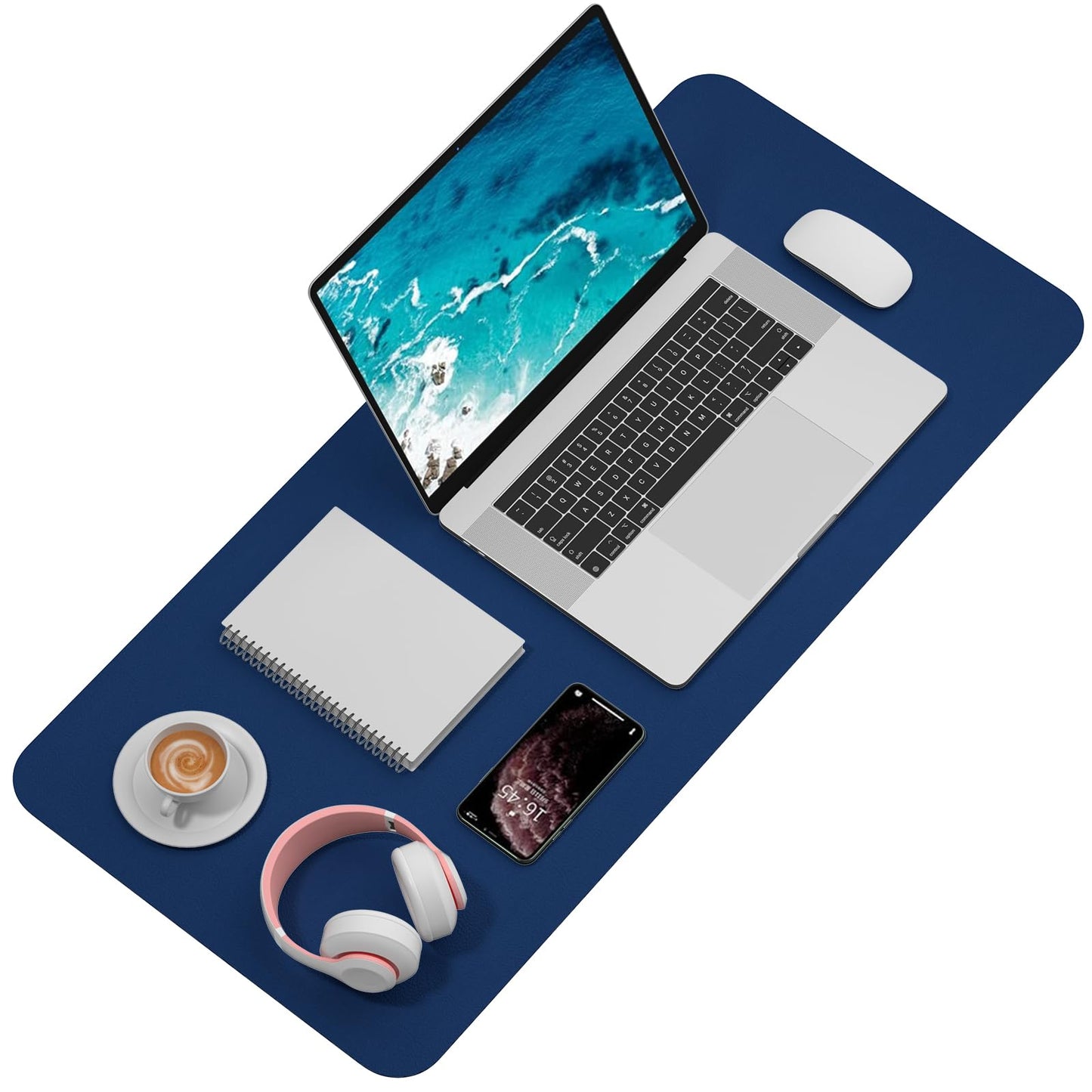 Hsurbtra Desk Pad, 35.5" x 17" PU Leather Desk Mat, XXL Extended Mouse Pad, Waterproof Desktop