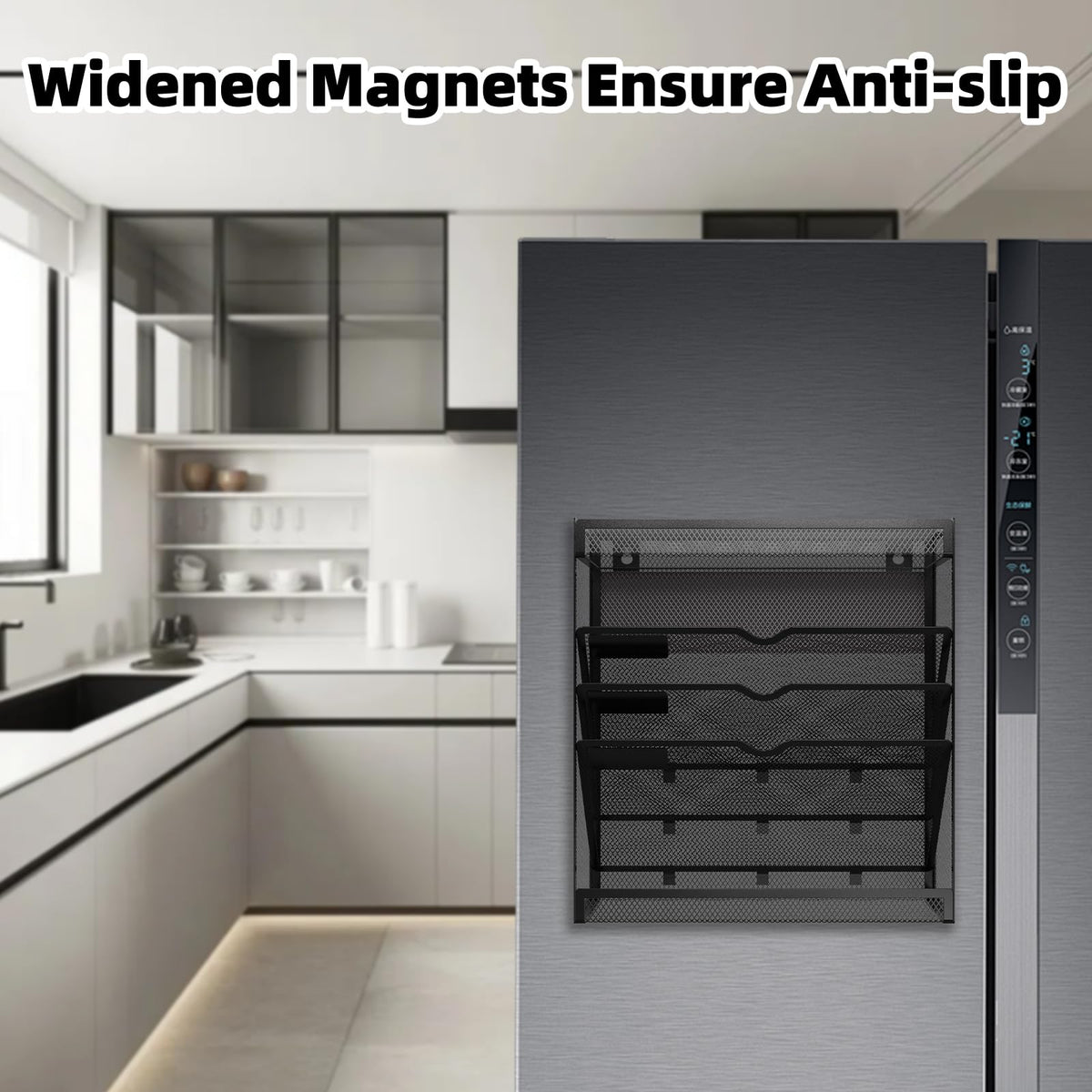 5 Tier Magnetic File Holder, No Drilling Wall File Organizer, Magazine Paper Mail Document
