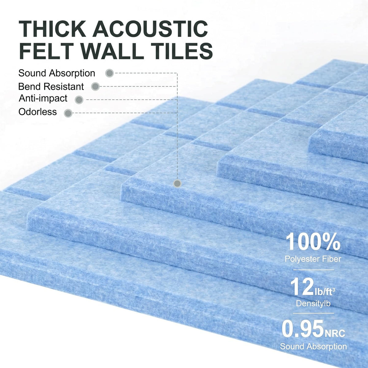 G Gamit 0.47" Thick Felt Wall Tiles 36"x24" Cork Board Alternative 6 Pack 11.81"x11.81"Felt