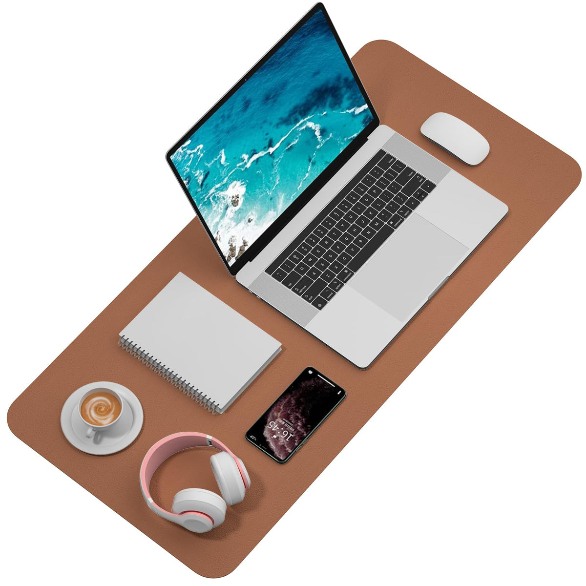 Hsurbtra Desk Pad, 35.5" x 17" PU Leather Desk Mat, XXL Extended Mouse Pad, Waterproof Desktop