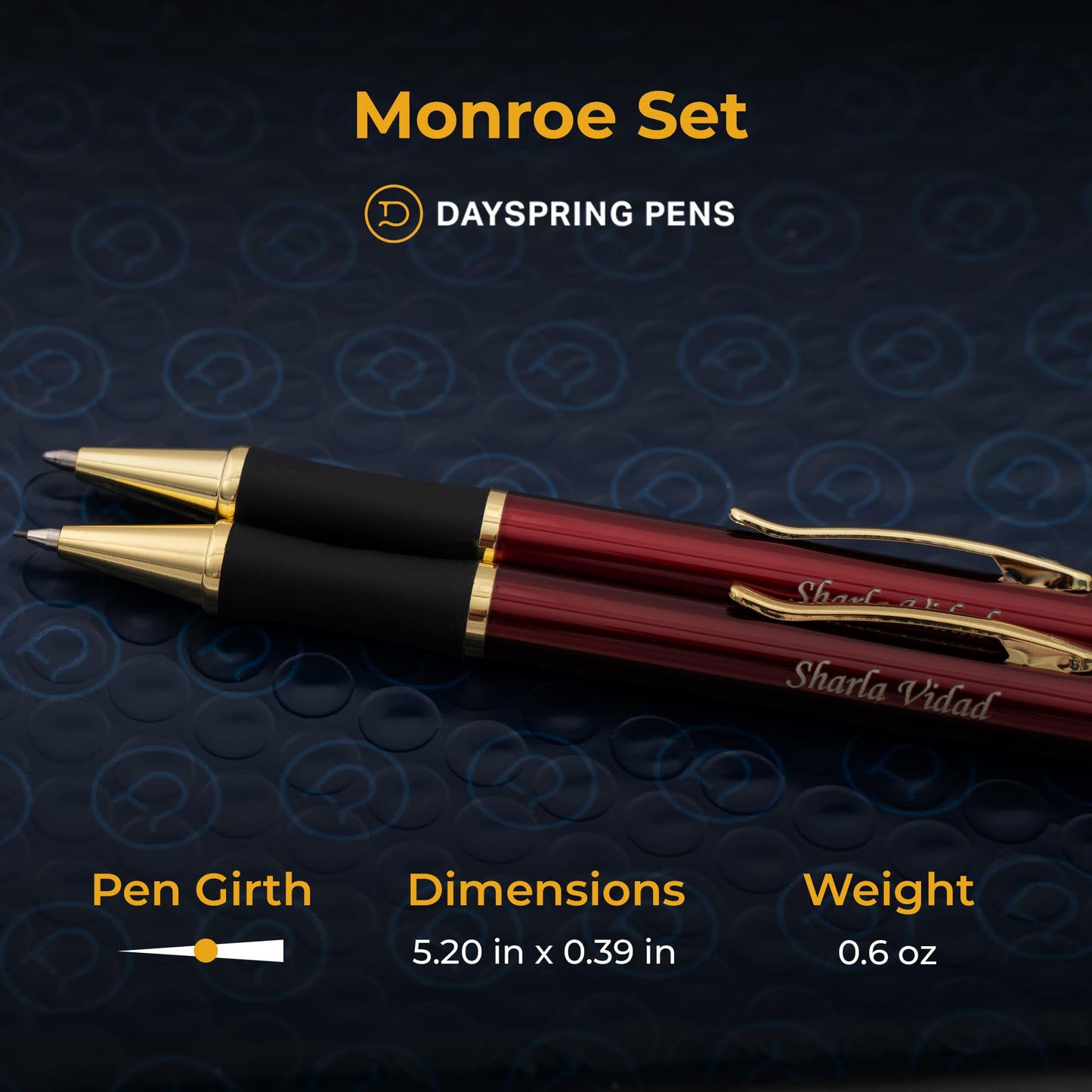 Dayspring Pens Monroe Personalized Pen & Pencil in Red Lacquer, Gold Trim