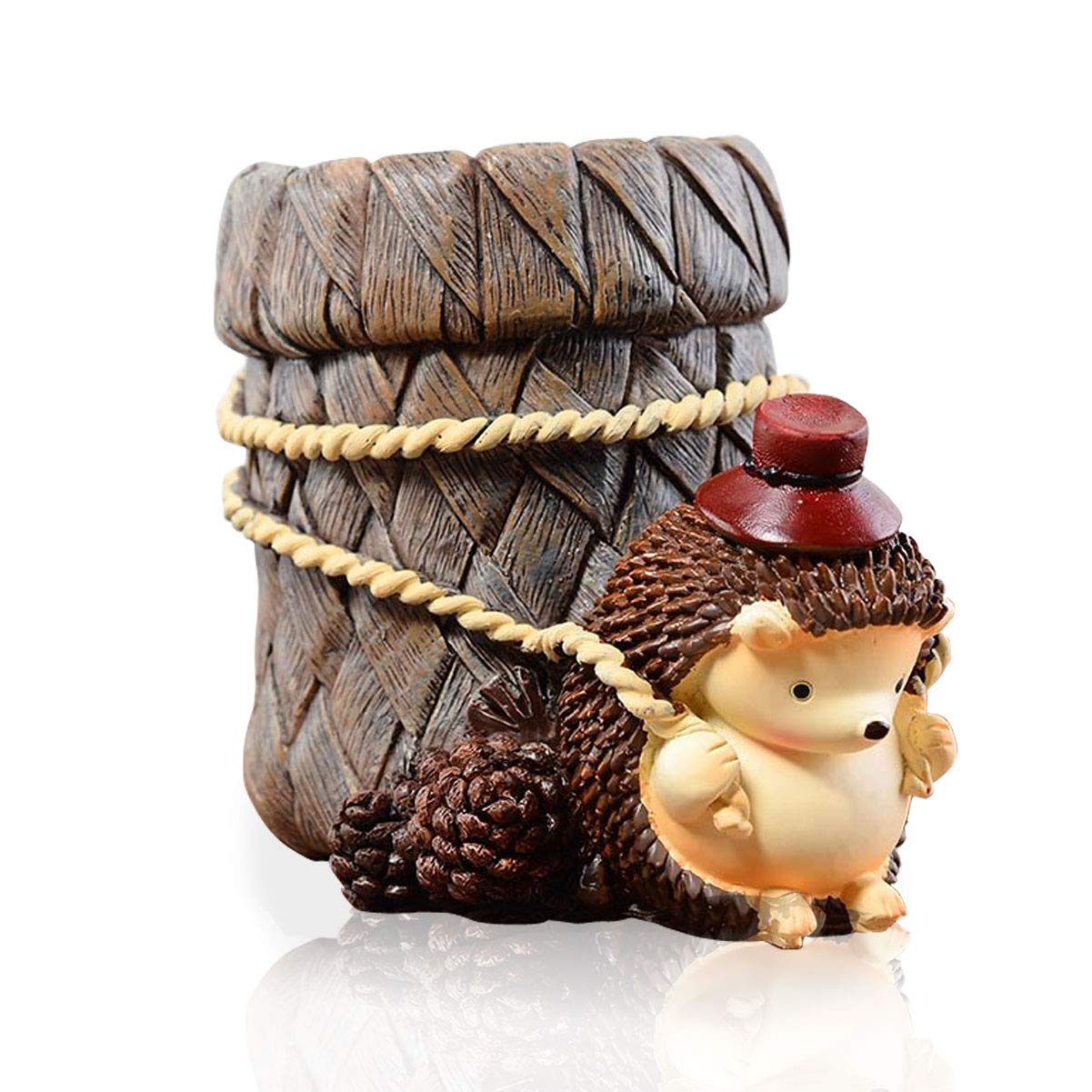 Lependor Cute Hedgehog Desk Pen Pencil Pot Holder, Toothbrush Holder, Resin Desktop Organizer