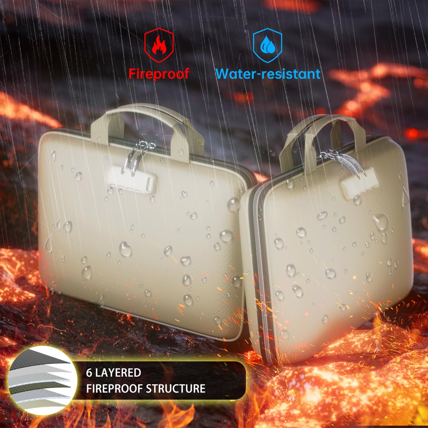 Tamfile Fireproof File Organizer with Lock,Hard Case Fireproof Document Box