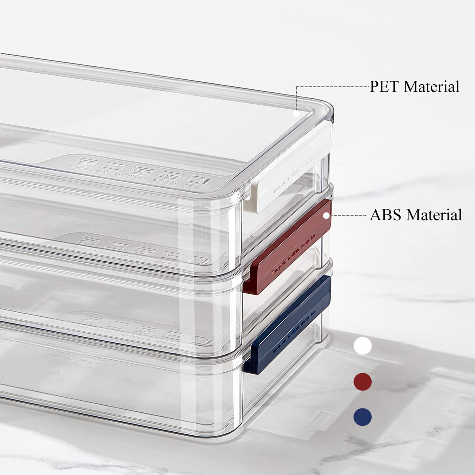 LIPCHEEGO A4 Scrapbook Paper Storage, Photo Storage Box, Plastic File Box (3Pack, Large, Blue)