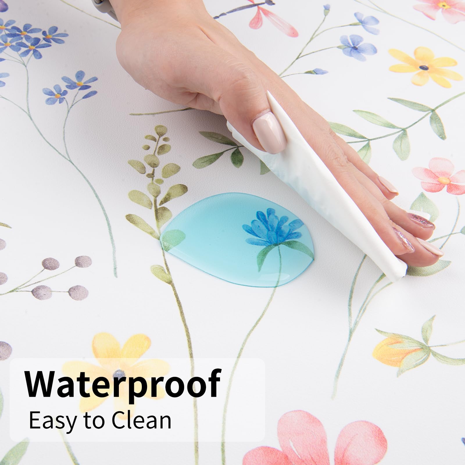 Colorful Star Floral Waterproof Office Desk Mat, 31.5" x 15.7"
