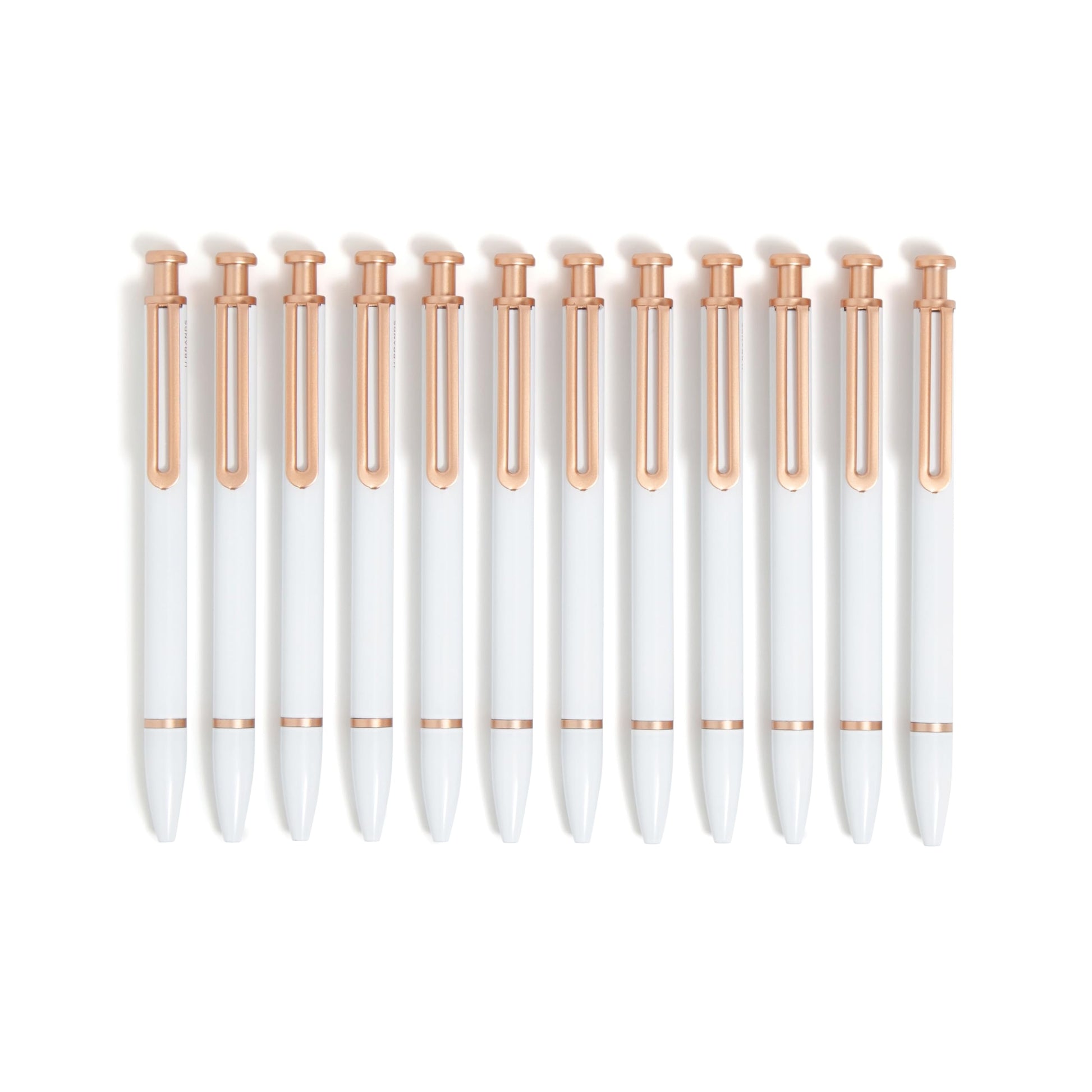 U Brands Monterey Ballpoint Pens, Set of 12, White and Rose Gold, Bold (1.0 mm) Point, Black Ink