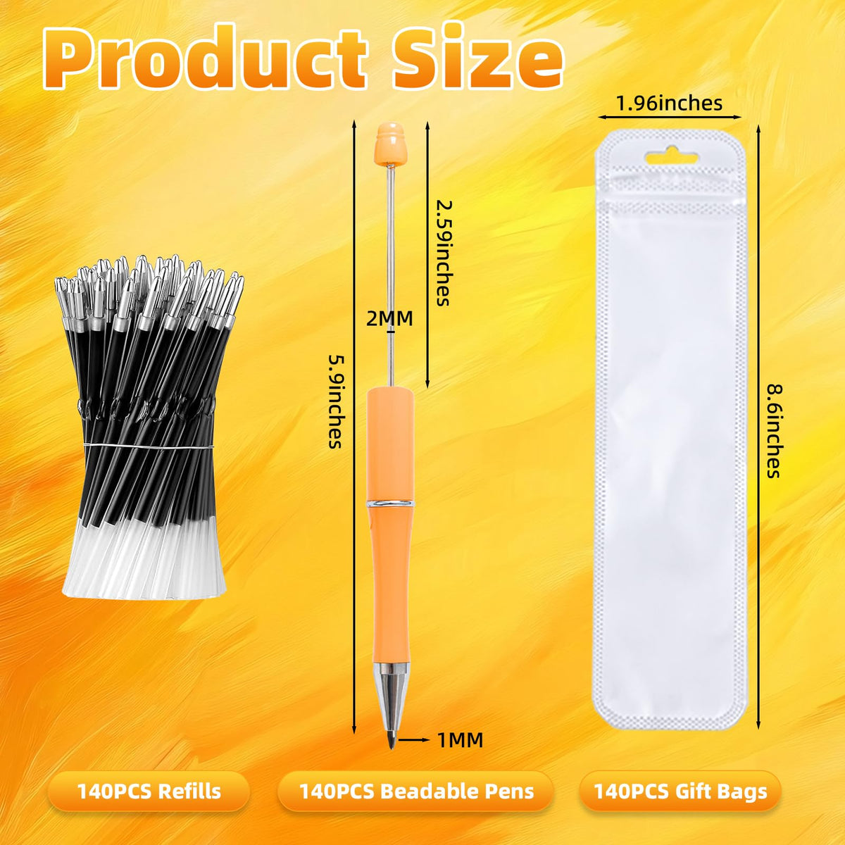 420 Pieces DIY Beadable Pen Bulk Kit – 140 PCS Ballpoint Pen with Refills & Bags – Perfect for