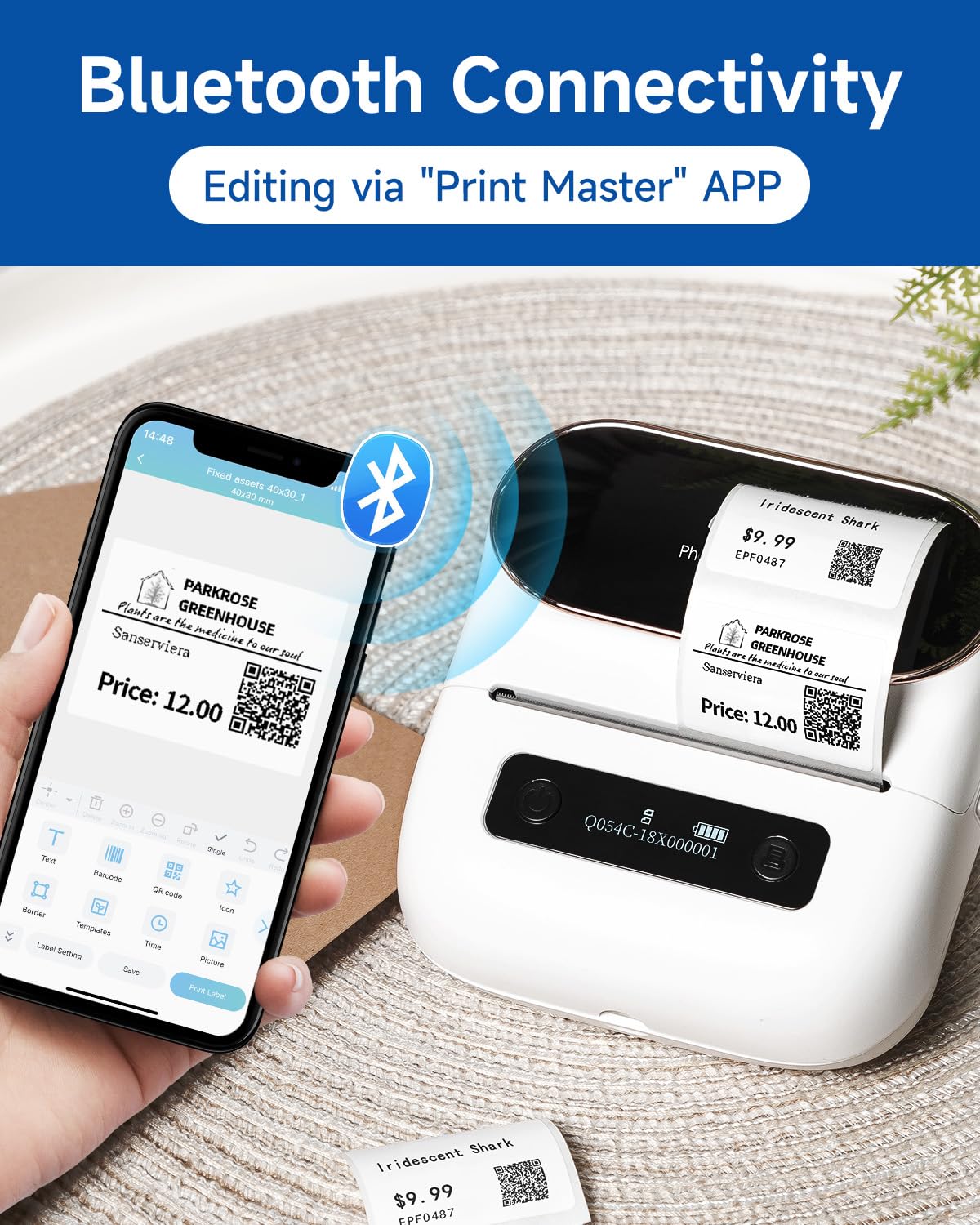 Phomemo M220 Label Maker, New Flagship 3.14 Inch Bluetooth Portable Thermal Label Printer for