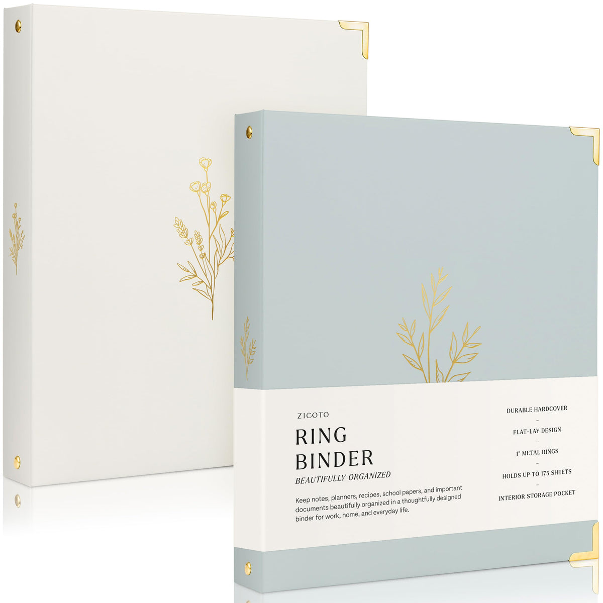 Aesthetic 3 Ring Binder Set of 2-1 Inch Binder Fits Letter Sized Paper