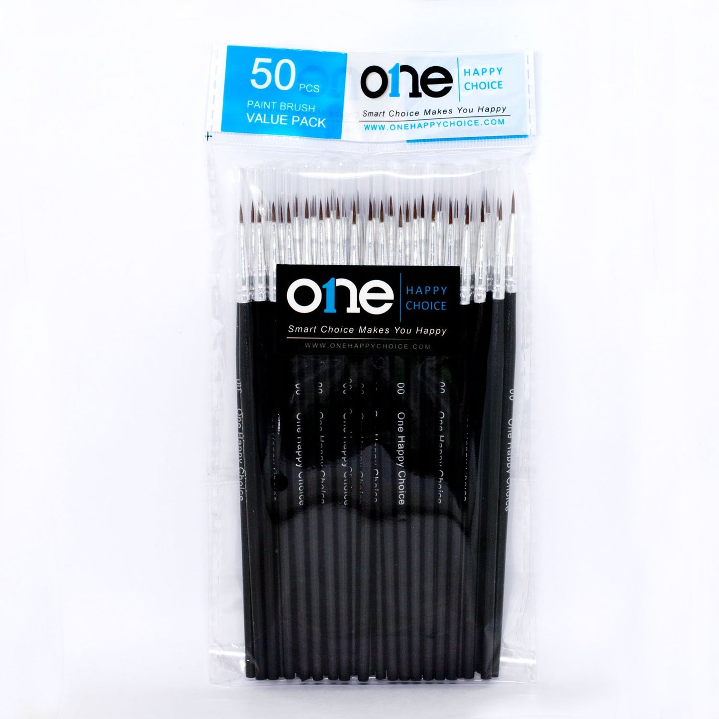 50 Pcs Fine Detail Synthetic Paint Brush Set, Pointed Round Size #00 Small