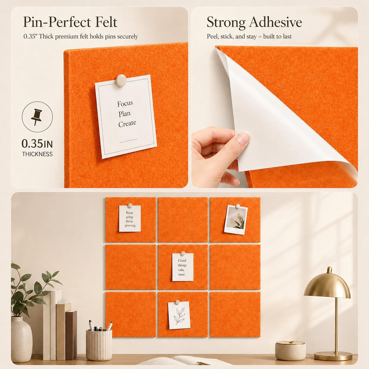 Baysola Felt Bulletin Board Tiles, Large Cork Board Alternative,24 x 36 in