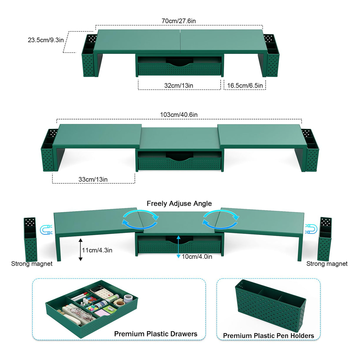 Spacrea Dual Monitor Stand Riser with Drawer and 2 Pen Holders