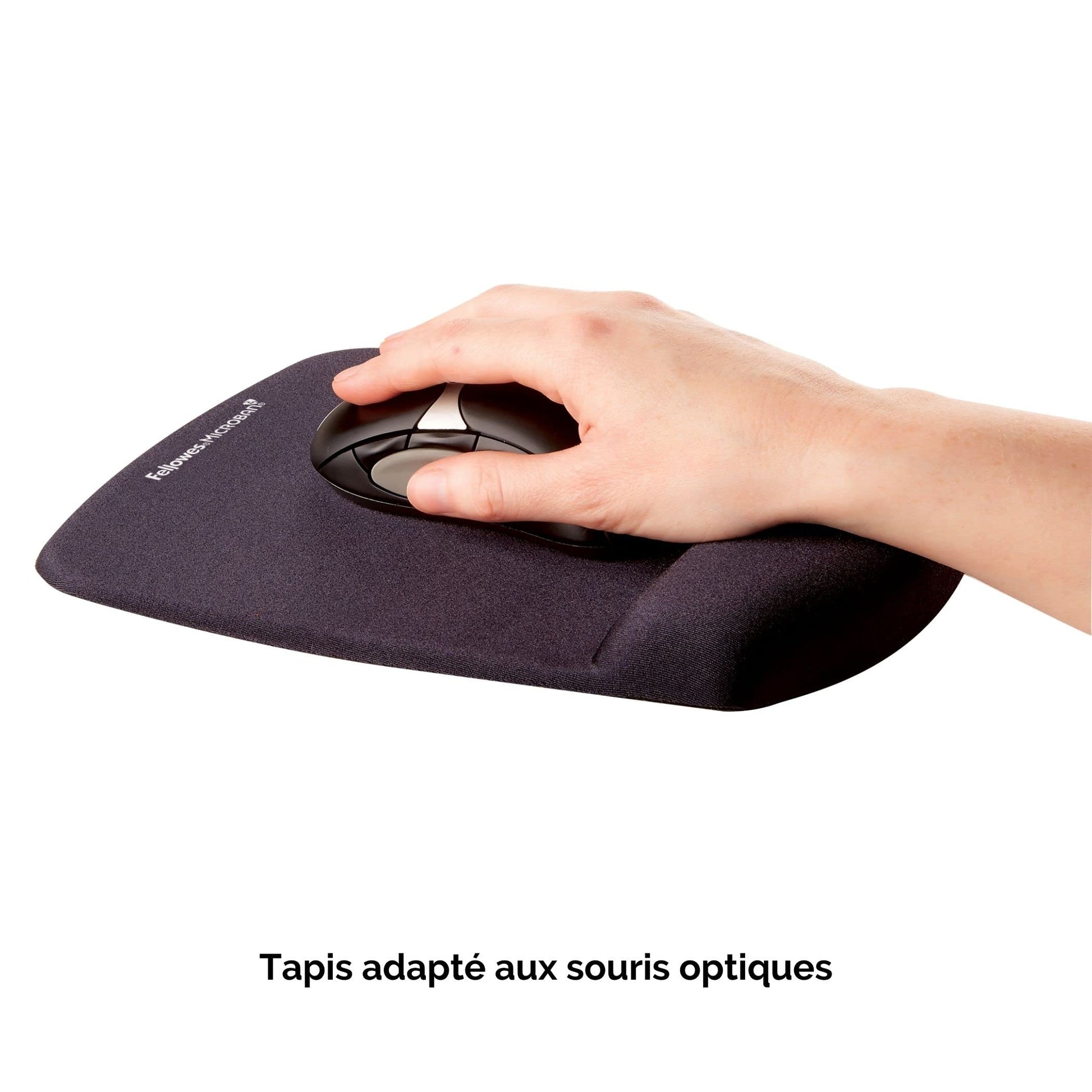 Fellowes PlushTouch Mouse Mat with Wrist Support Featuring Microban Antimicrobial Protection, Black