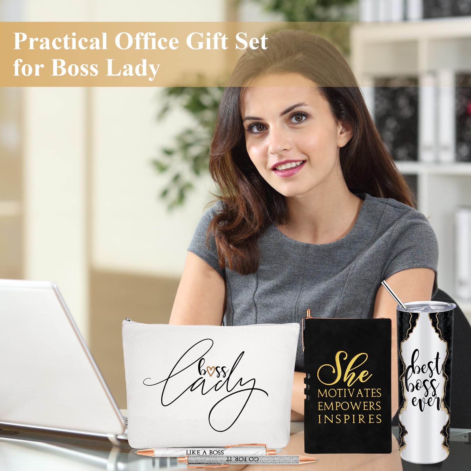 Domensi 6 Pcs Best Boss Day Birthday Gift Set, Classic, Black