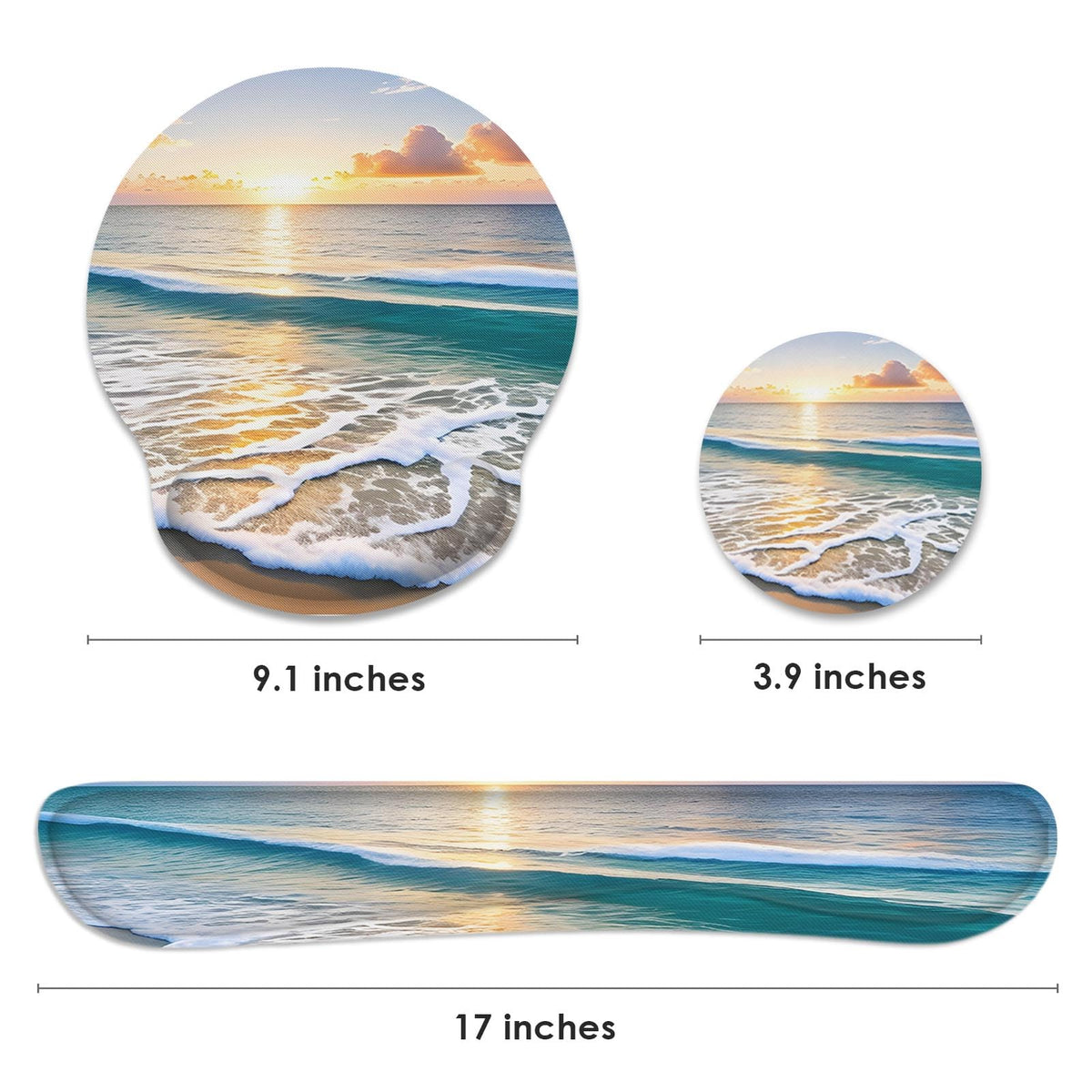 Britimes Ergonomic Mouse Pad Set with Wrist Rest, Beach Summer Sun