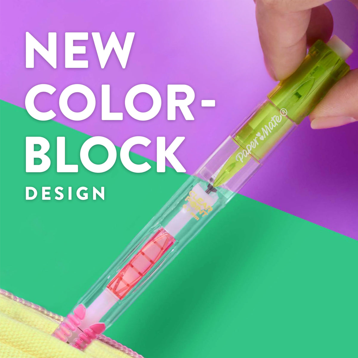 Paper Mate Clearpoint Mechanical Pencils, Color Block Edition, HB #2 Lead (0.7mm), 12 Count - Back