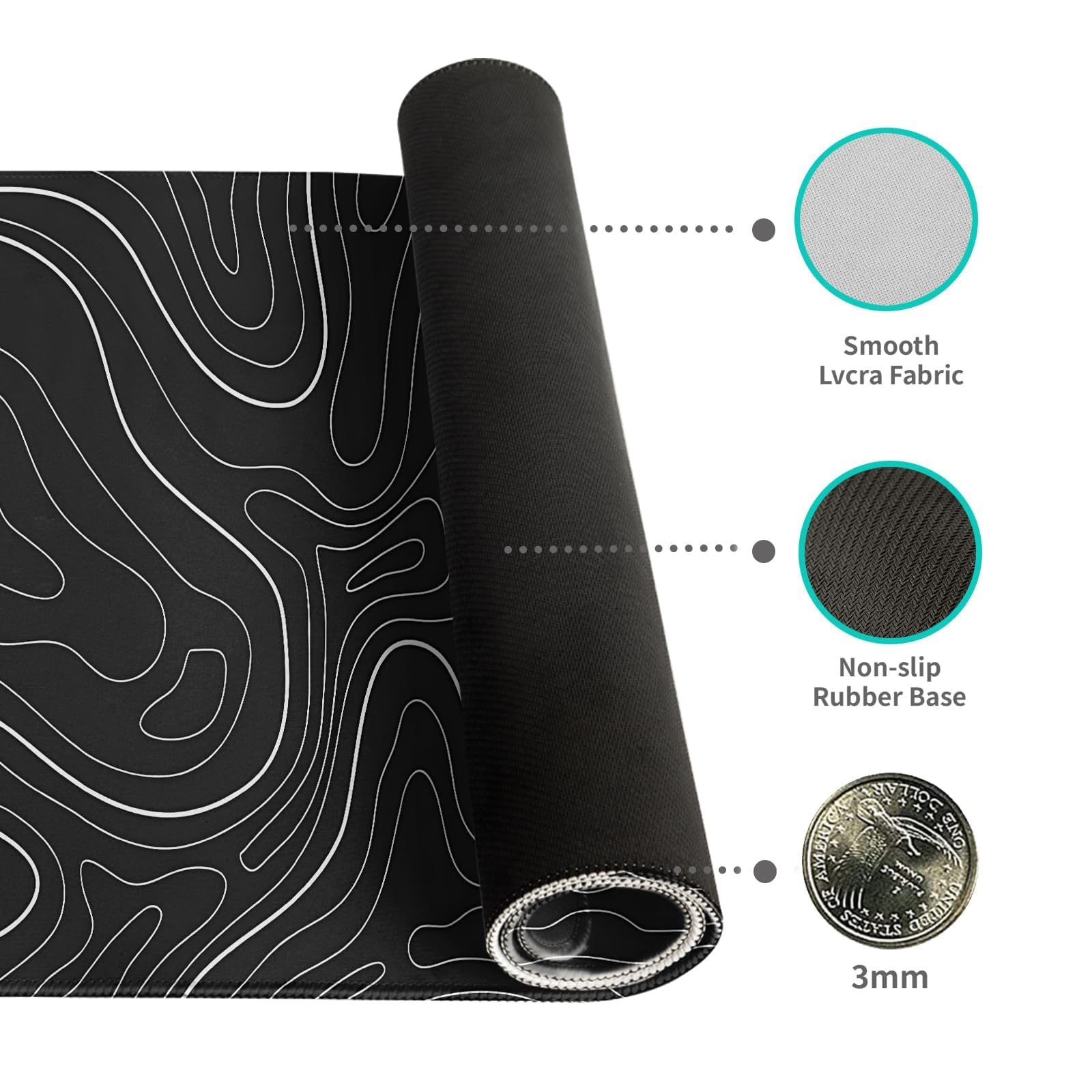 Desk Mat Gaming Mouse Pad Desk Pad XL Large Mouse Mat Office Decor Accessories (Black Geometric)