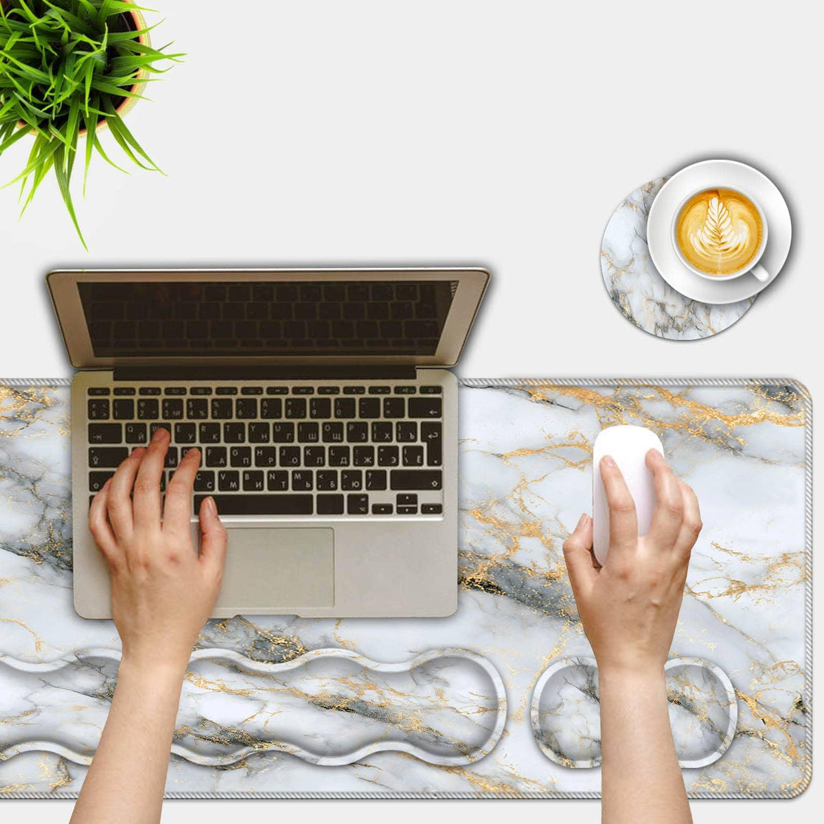 FGDRFGRW Mouse Pad Set,(31.5×11.8 in) Desk Pad + Keyboard Wrist Rest Support + Mouse Wrist Rest +
