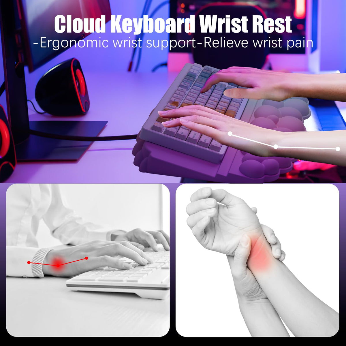 Ergonomic Wrist Rest for Keyboard, Soft Memory Foam Cloud Keyboard Stand