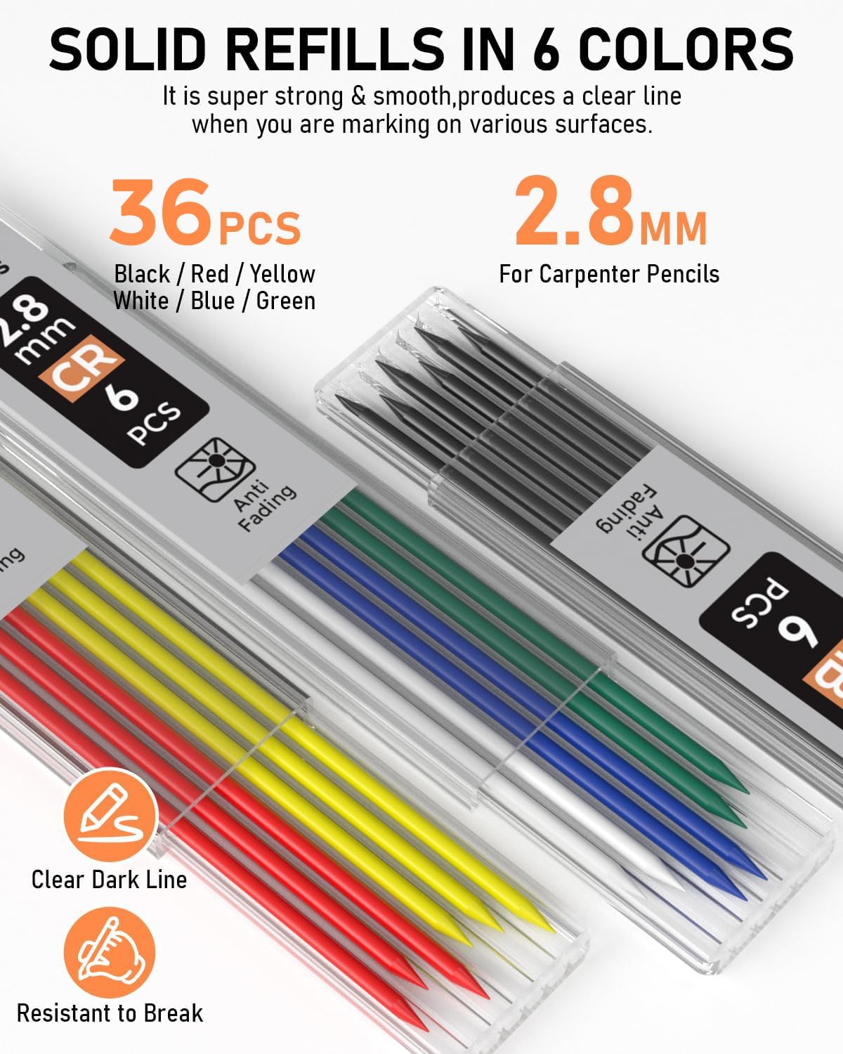 Nicpro 5 Pack Carpenter Pencil with Sharpener, Mechanical Carpenter Pencils