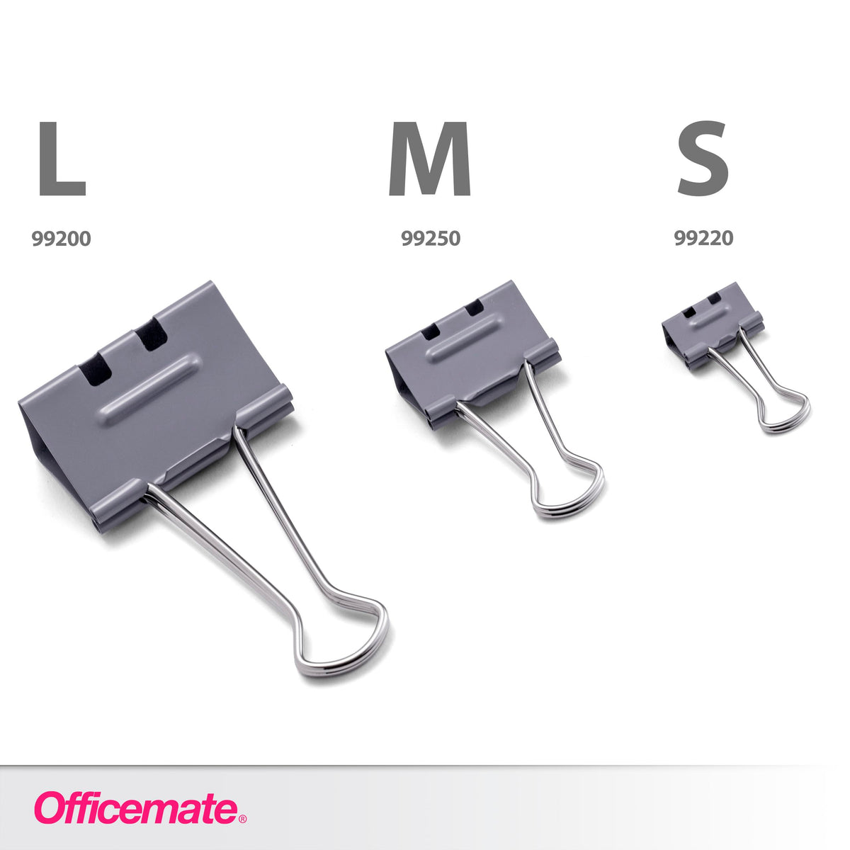 Officemate EZ Large Size Binder Clips 12-Count - Gray, Paper Clamps for Document Organization