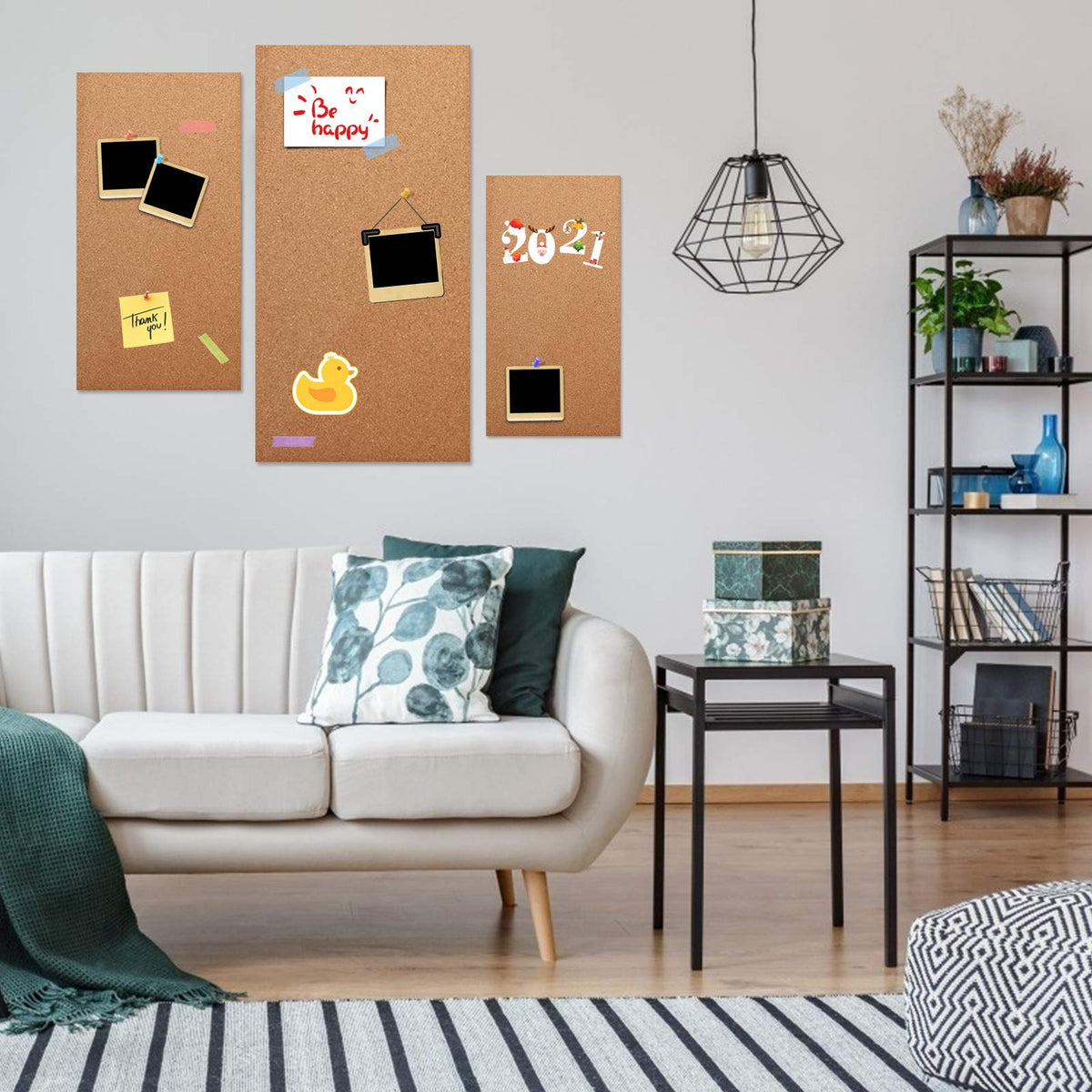 Cork Bulletin Board 17"x8" - 1/2" Thick Cork Board Tiles Frameless Cork Tiles, Self-Adhesive