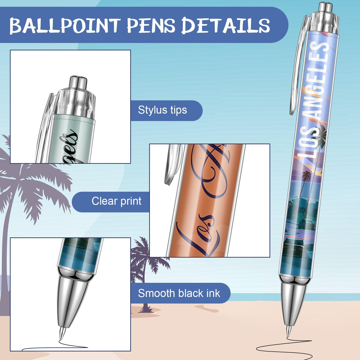 Sayglossy 30 Pcs Los Angeles Souvenirs Gifts Travel Ballpoint Pens