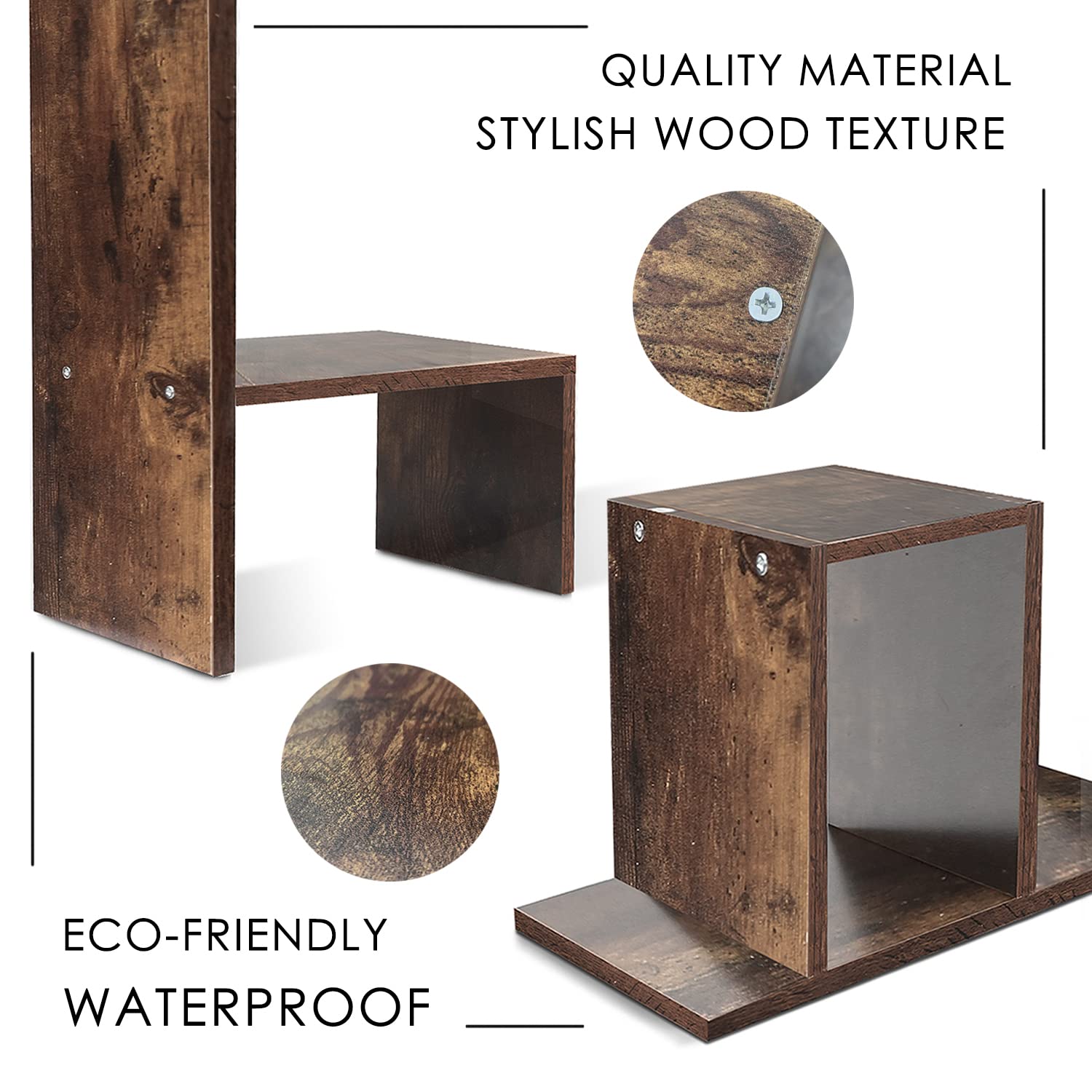BROWN-BROWN Desktop Shelves & Office Shelves Desk Shelf Organizer Wooden Desk Shelf