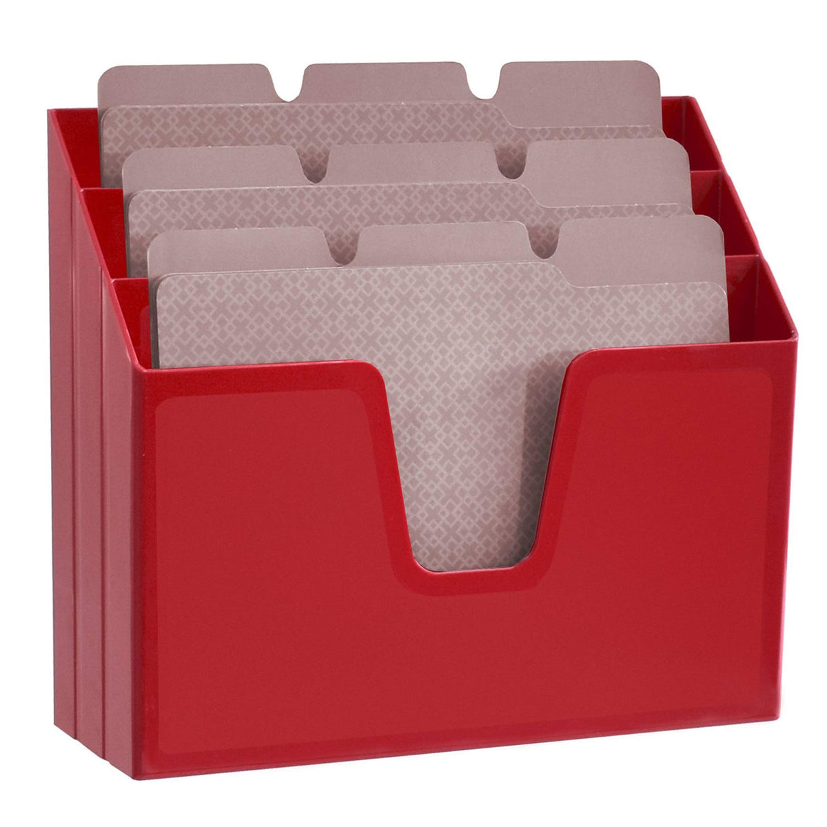 Acrimet Horizontal Triple File Folder Organizer Sorter, Letter Size, Red