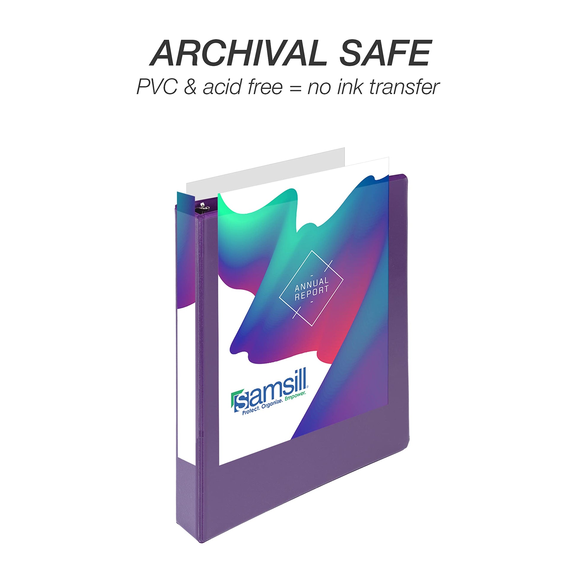 Samsill Durable 1 inch 3 Ring Binder, D Ring Binder, 100% Recycled Chipboard, Purple, 4 Pack