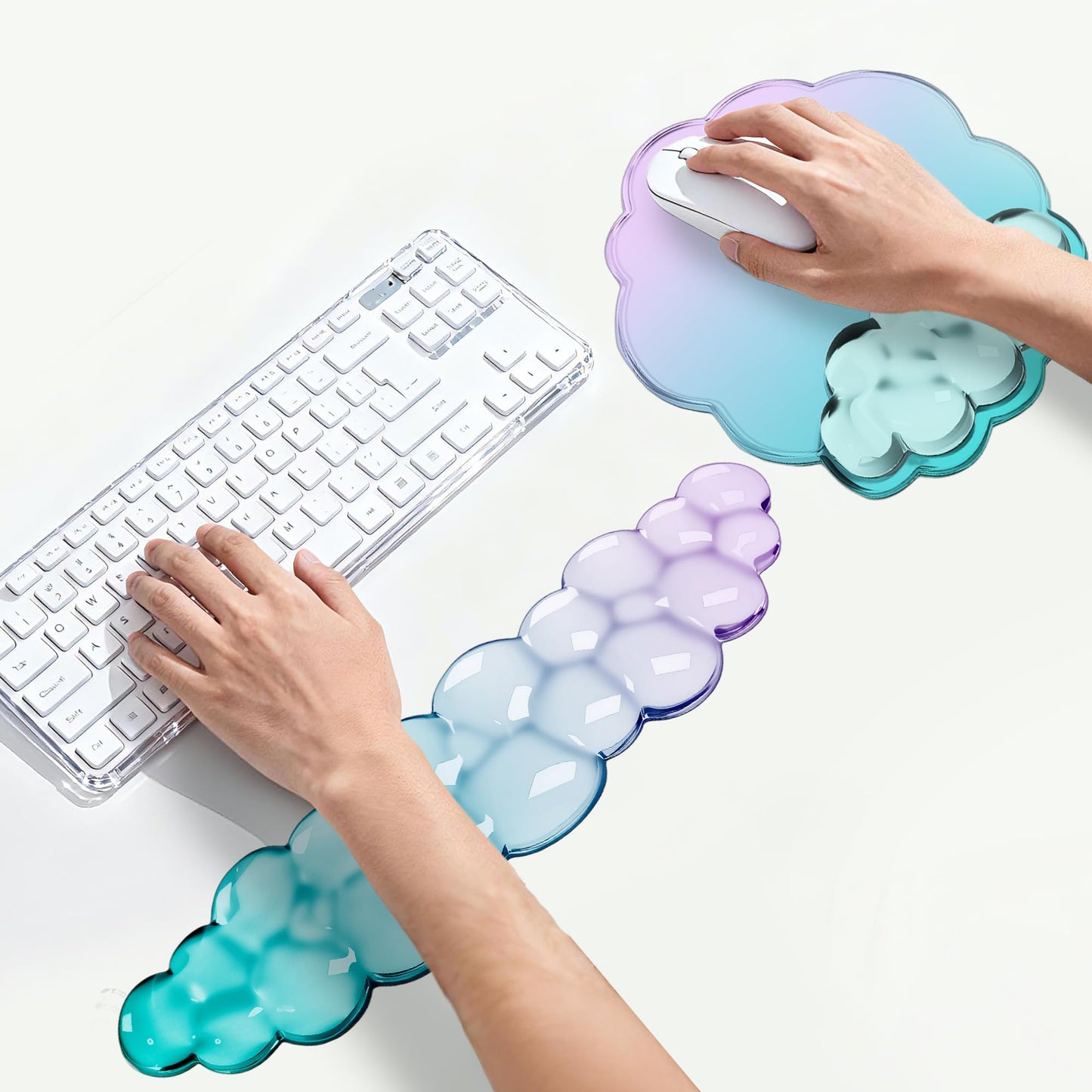 Cloud Wrist Rest Gel Set — Ergonomic Cloud Wrist Rest Keyboard and Mouse, Non-Slip Desk Accessories