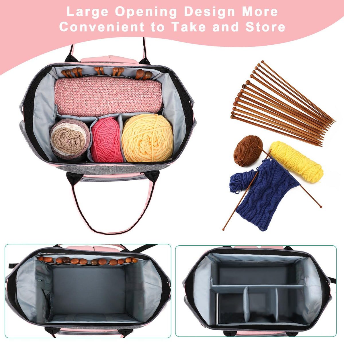 KOKNIT Crochet Storage bag Backpack Knitting Tote Bag large capacity Yarn Storage Organizer Travel