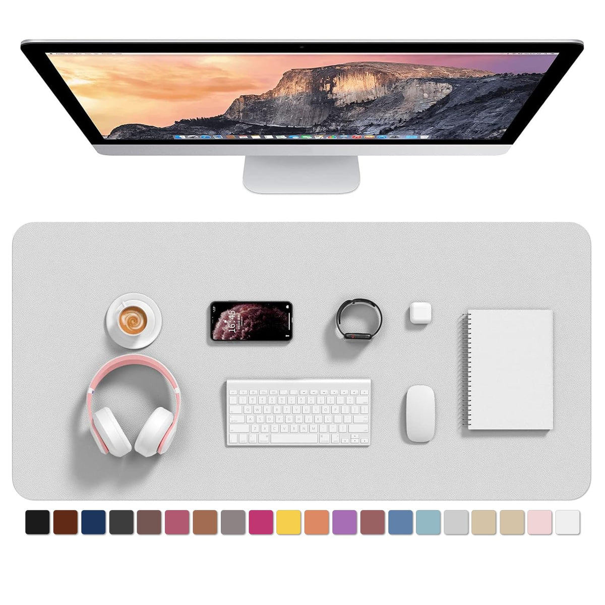 Hsurbtra Desk Pad, 35.5" x 17" PU Leather Desk Mat, XXL Extended Mouse Pad, Waterproof Desktop