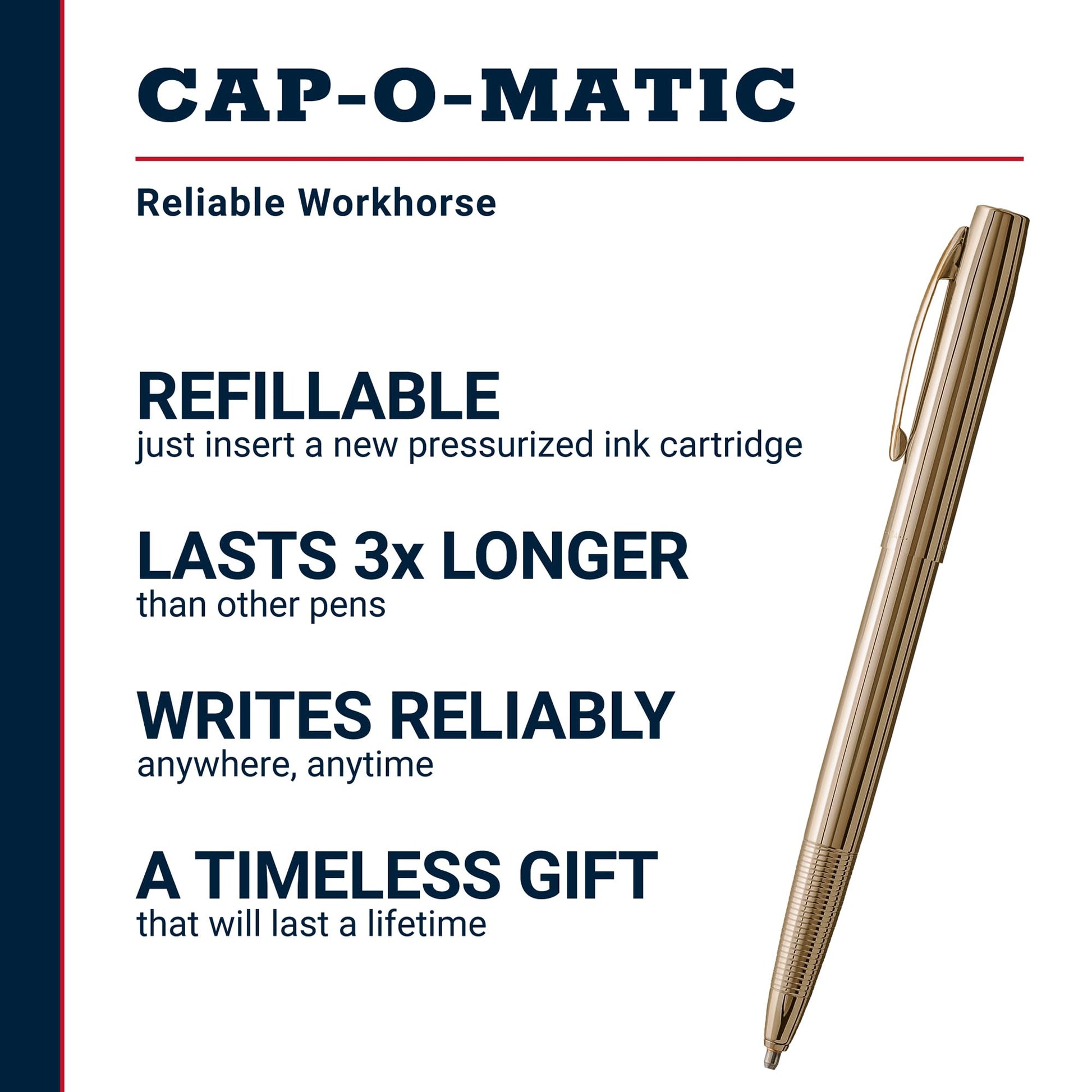 Fisher Space Pen Lacquered Brass Cap-O-Matic Pen, Black Ink, Gift Box